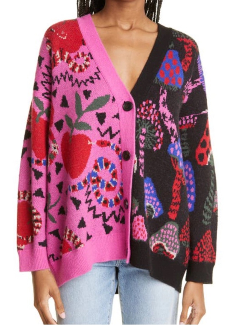 FARM Rio Pink and Black Mixed Snake Cardigan L
